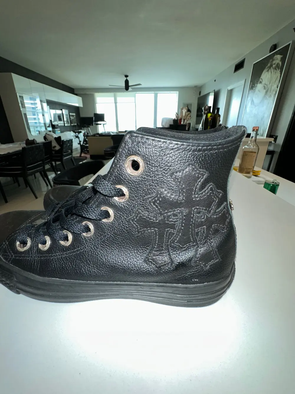 CH Chromehearts × Converse Cross and Triple Cross Leather High-Top Sneakers