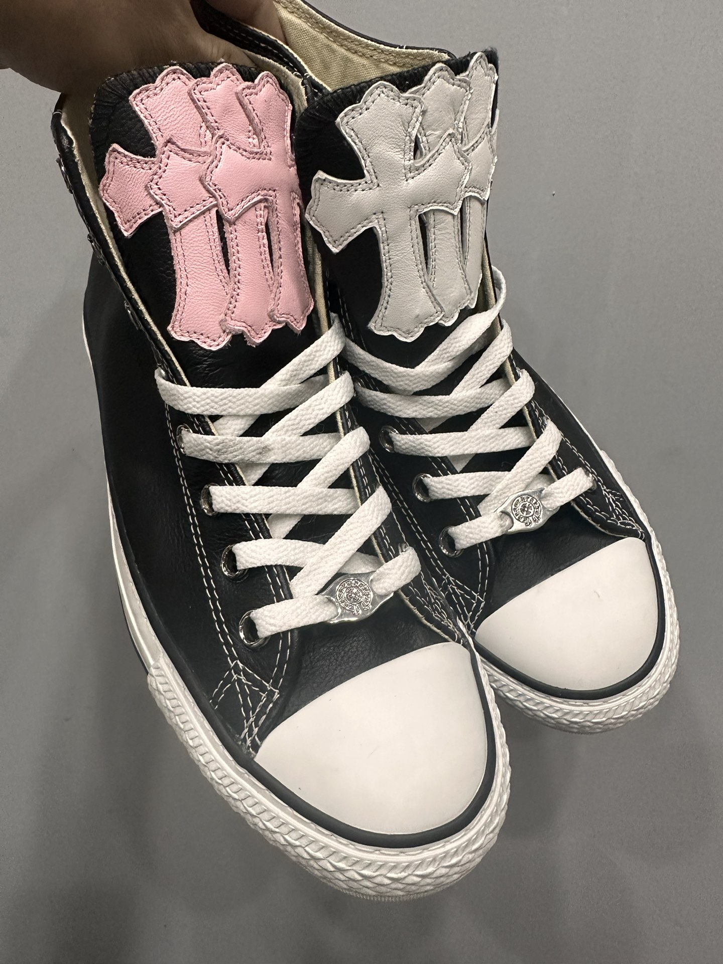 CH Chrome Hearts x Converse 1S581 classic vintage All-Star authentic leather high-top sneakers. Sizes: 36-44