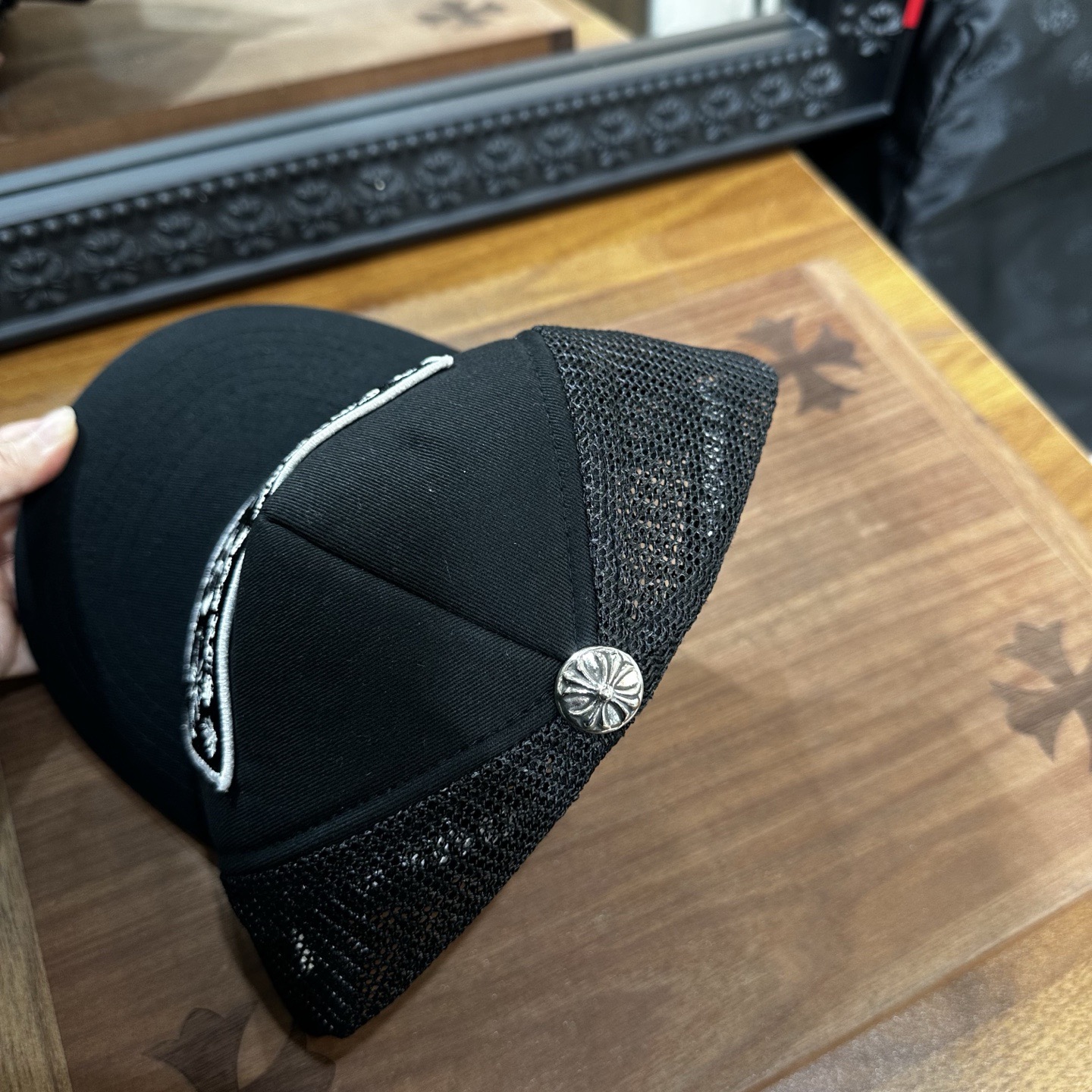 CH Black and White Lettered Sewn Baseball Cap