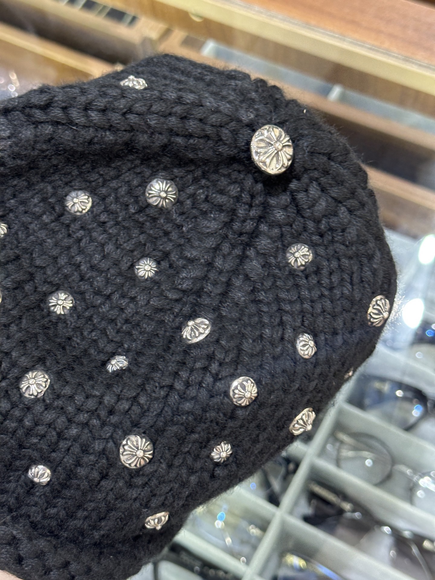 CH Black Cashmere Knitted Cold Hat - 925 Sterling Silver - Same as GD Style