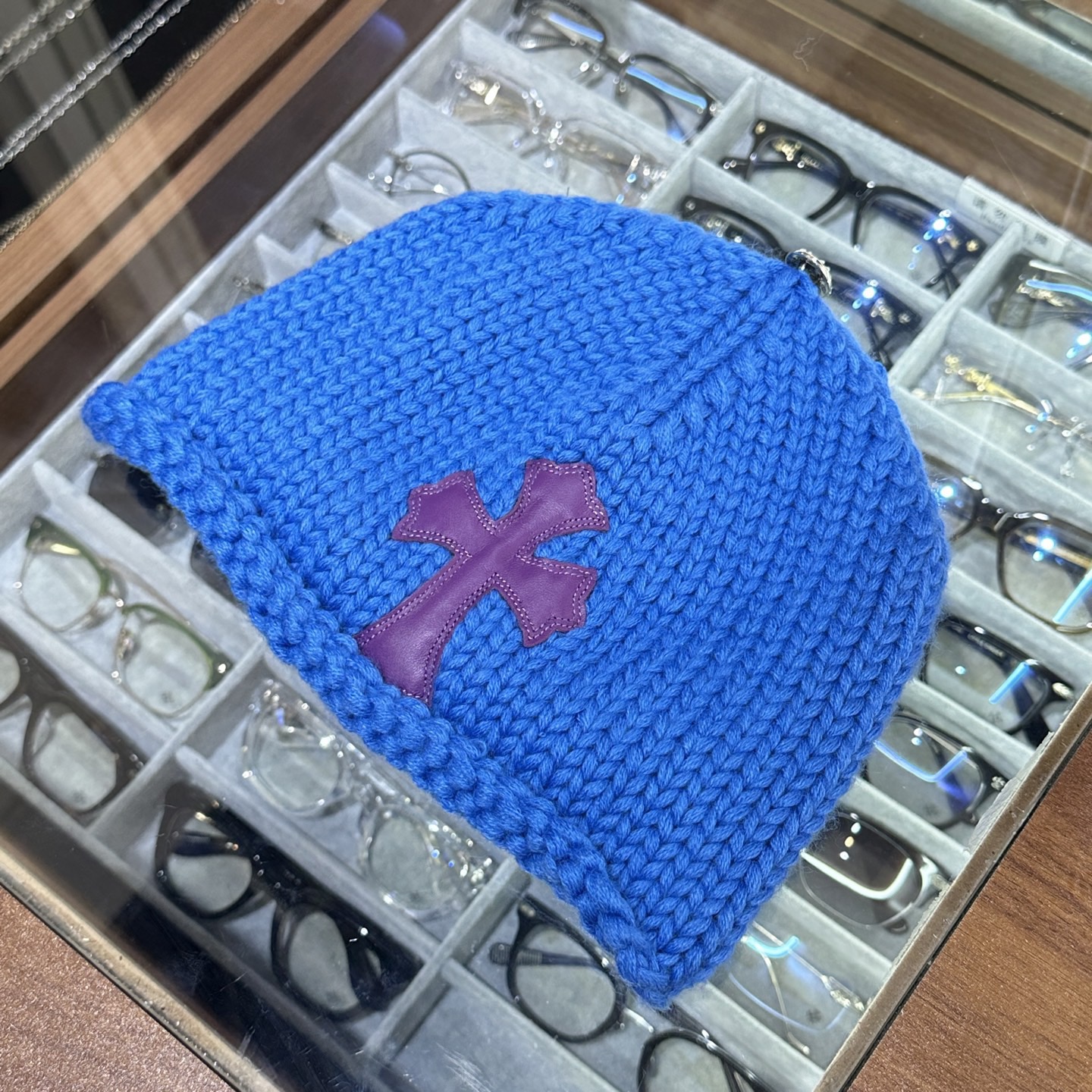 CH Purple Leather Patch Cross Blue Cold Hat All Sizes