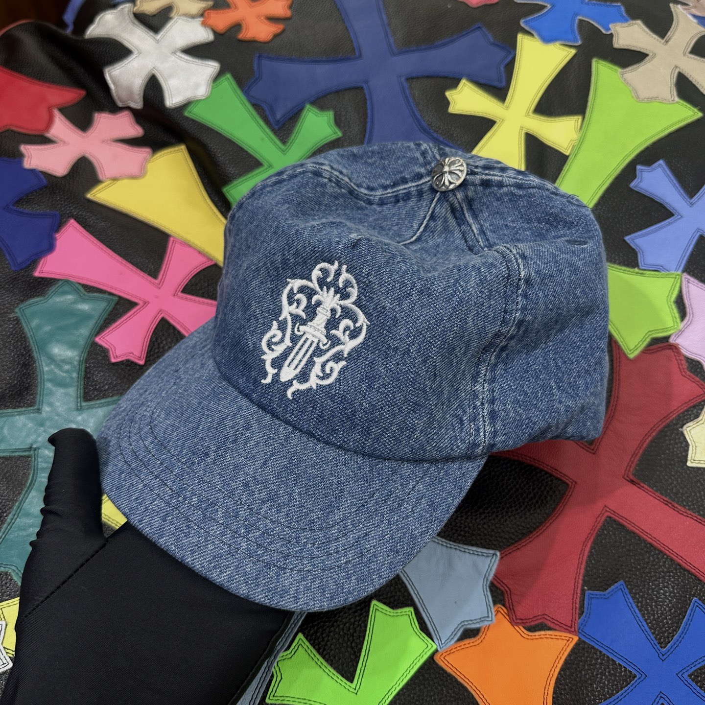 CH Sword Embroidered Denim Cap - Croc Vine Sword Beanie Cap