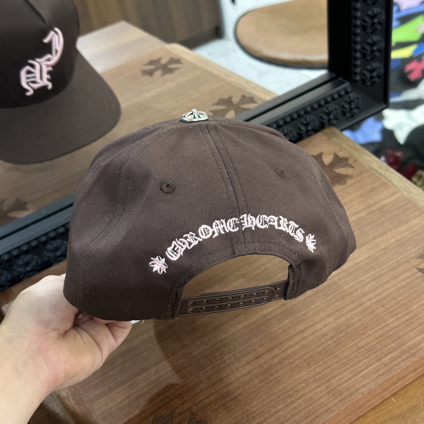 CH Crocin Brown-Pink Embroidered Logo Sanskrit Baseball Cap