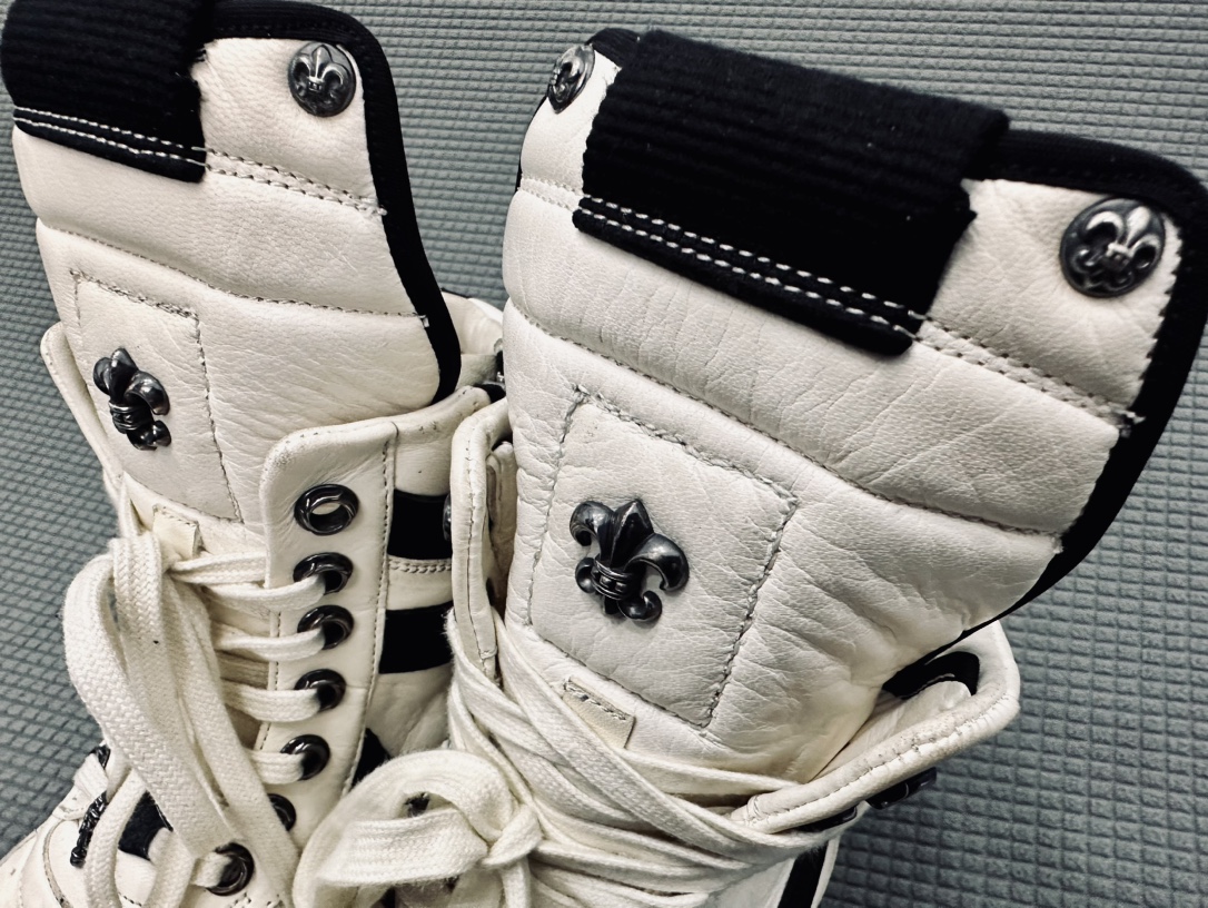 CH Chrome Hearts x Rick Owens Geobasket 2009 Original White Nike High-Top Remake.  Sizes: 36-44