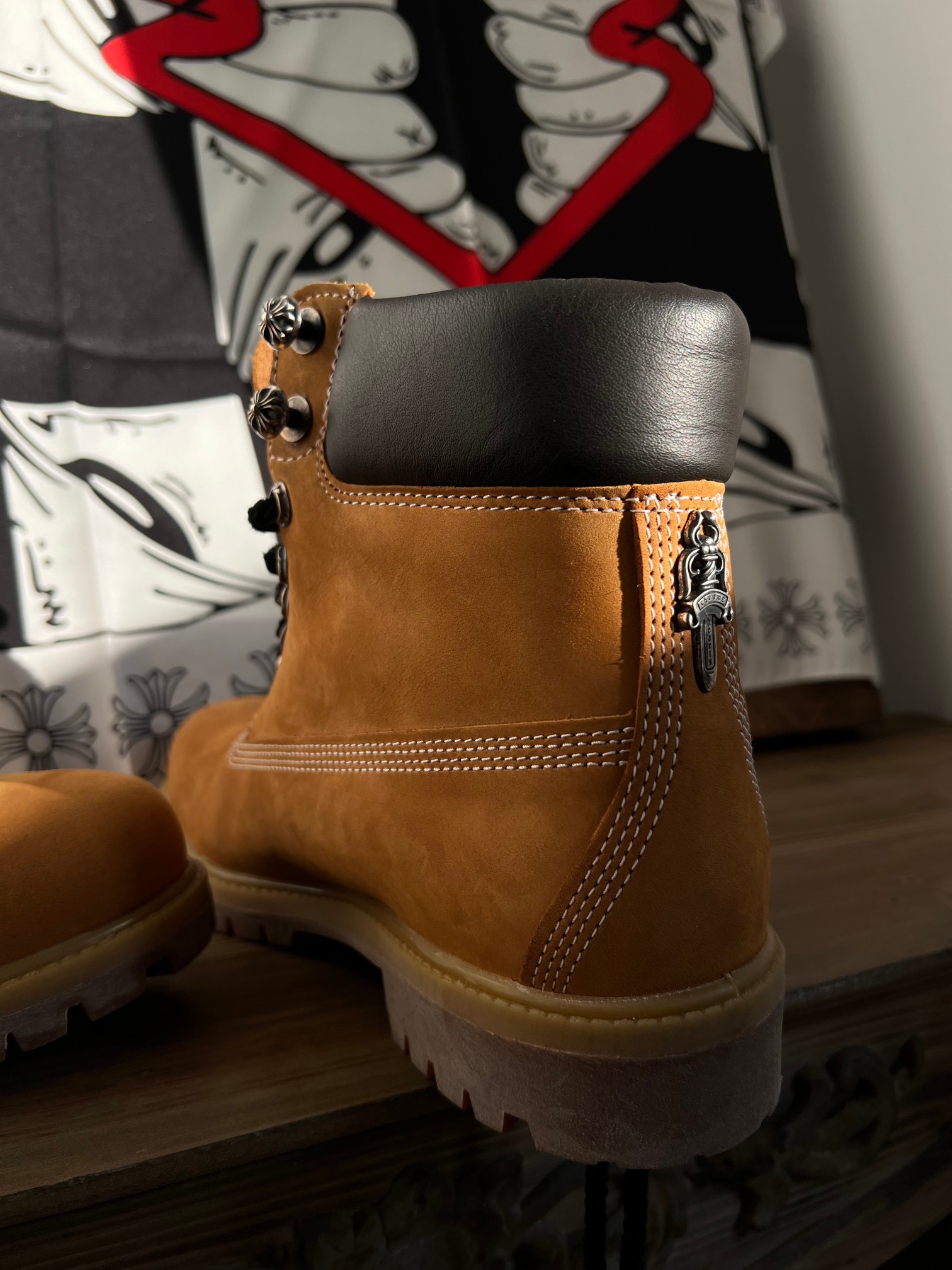 CH Chromehearts × Timberland 925 Cross-Patterned Silver Buckle Timberland Yellow Boots