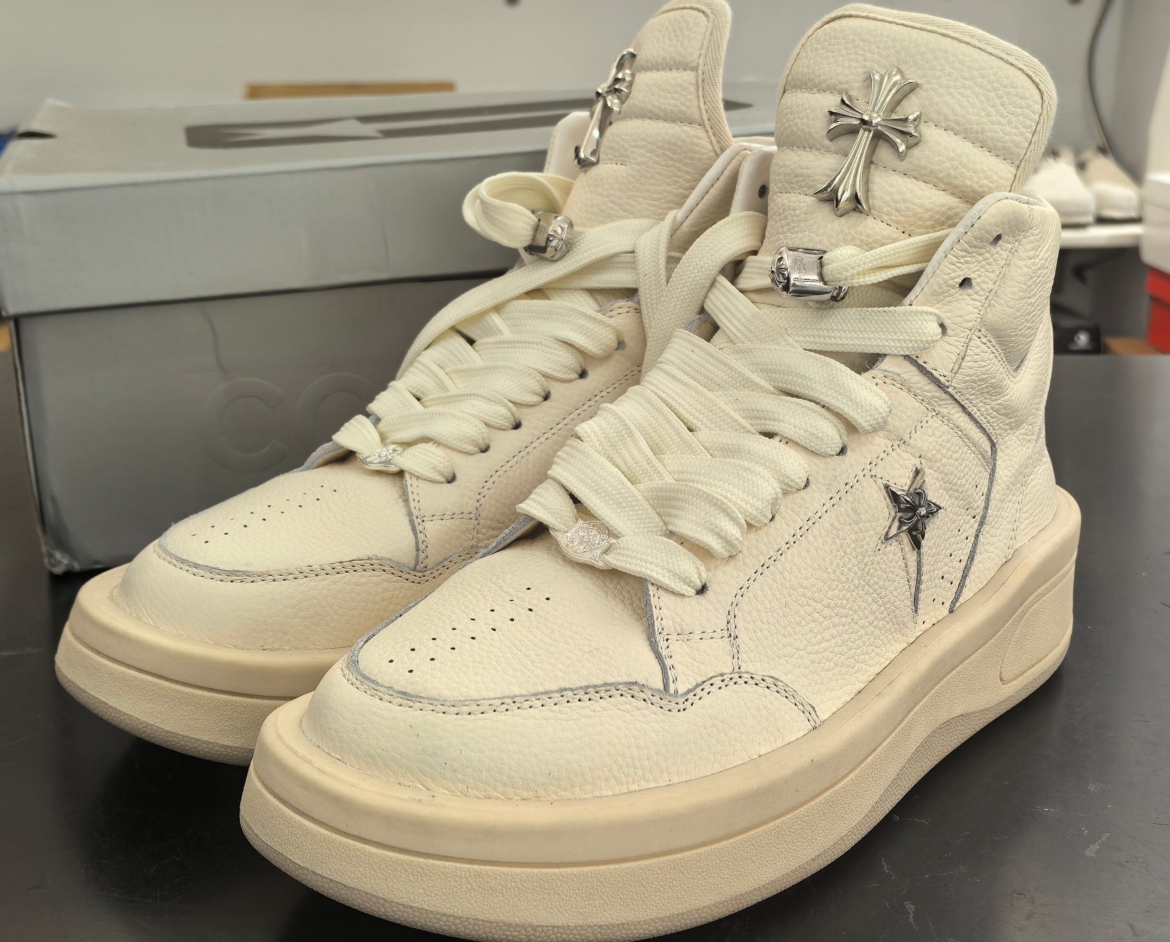 CH Chrome Hearts x Ro Dark Shadow x Converse 1of1 Exclusive Haute Couture Collection. Sizes: 36-47