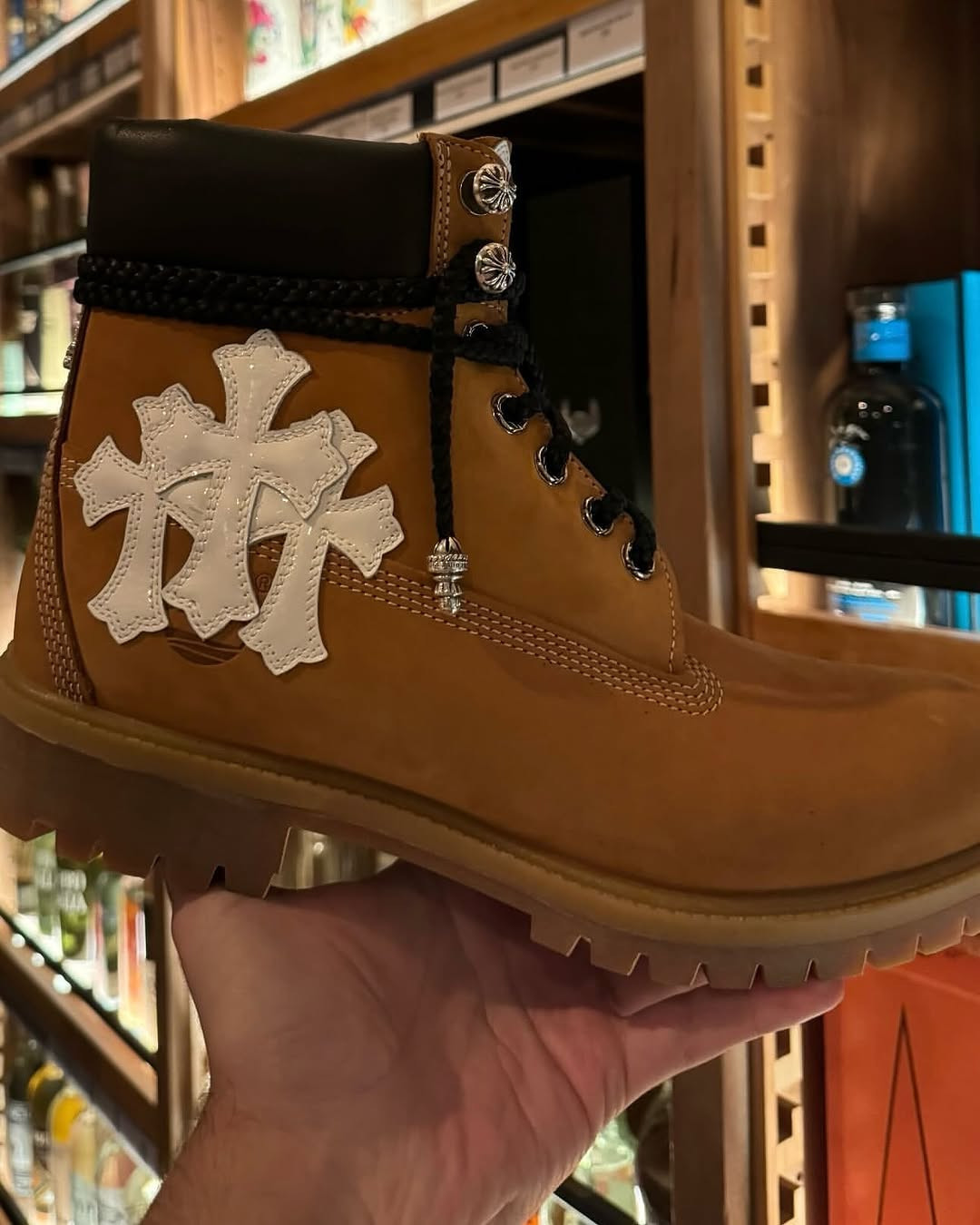 CH Chromehearts 925 Sword White Triple Cross Patent Leather Yellow Boots