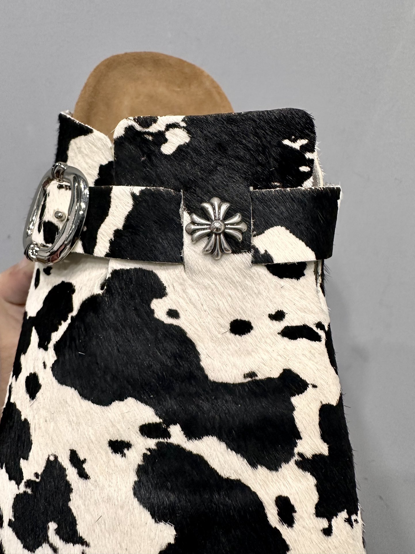 CH Chrome Hearts pure white Nappa leather half-toe slippers/sandals/casual shoes. Sizes: 36-46