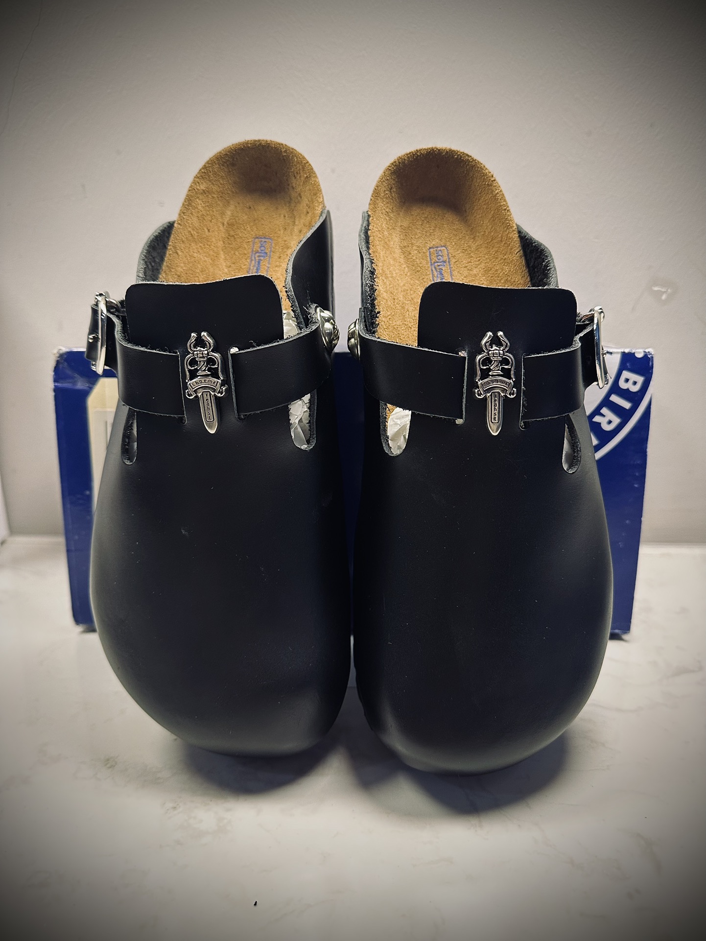 CH Chrome Hearts × Birkenstock Half-toe Suede Casual Slippers/Slippers. Sizes: 36-45 (half sizes available).