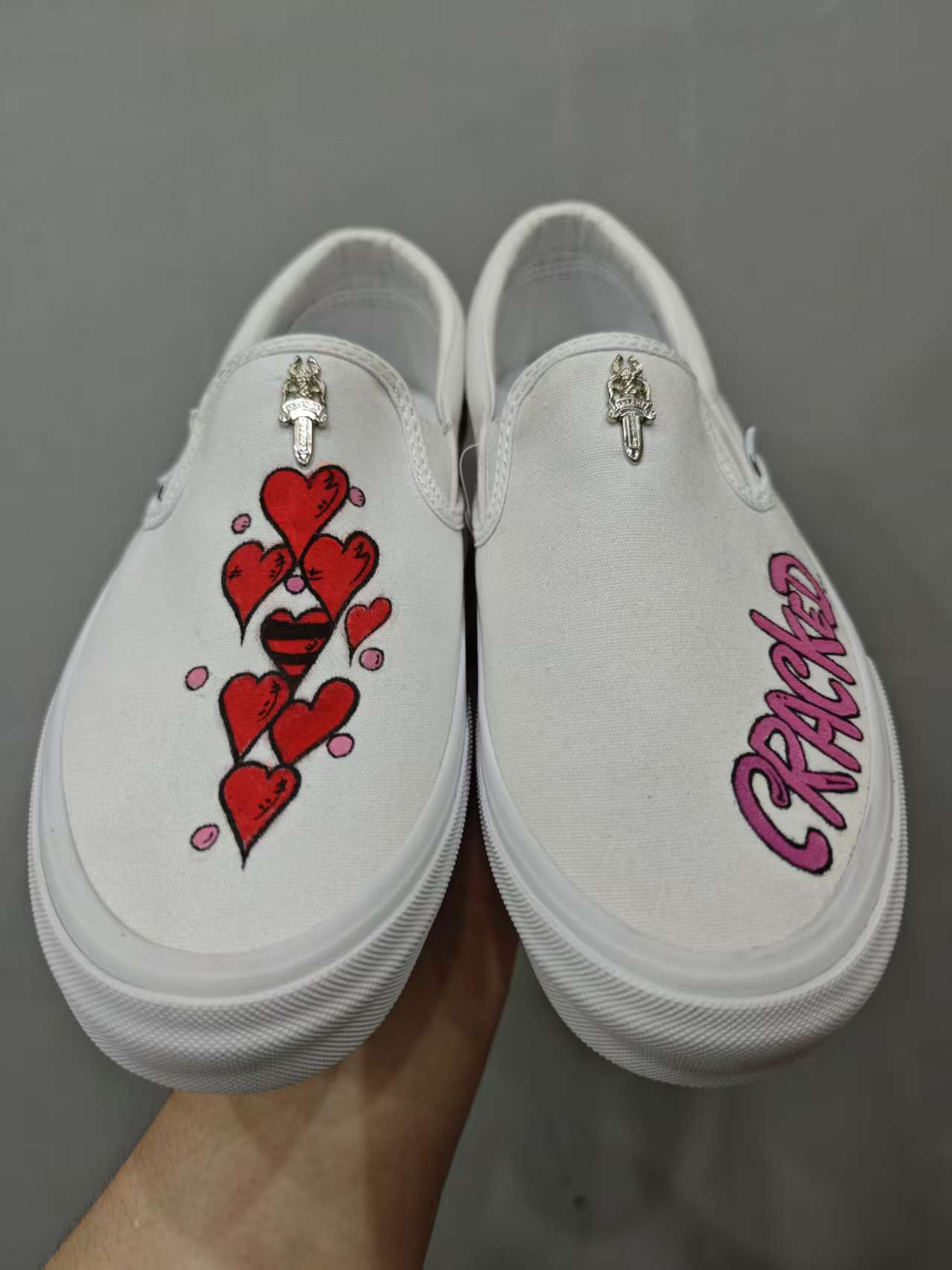 CH Chrome Hearts x Vans × Matty Boy Pure White Hand-Painted Vulcanized Shoes. Sizes: 36-46