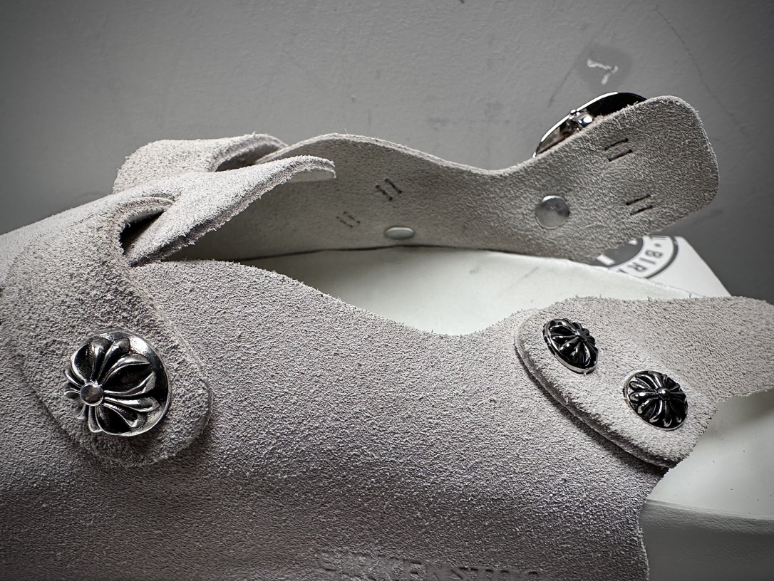 CH Chrome Hearts × Birkenstock 1774 White Lace-up Suede Casual Shoes/Slippers. Sizes: 36-45 (half sizes available).