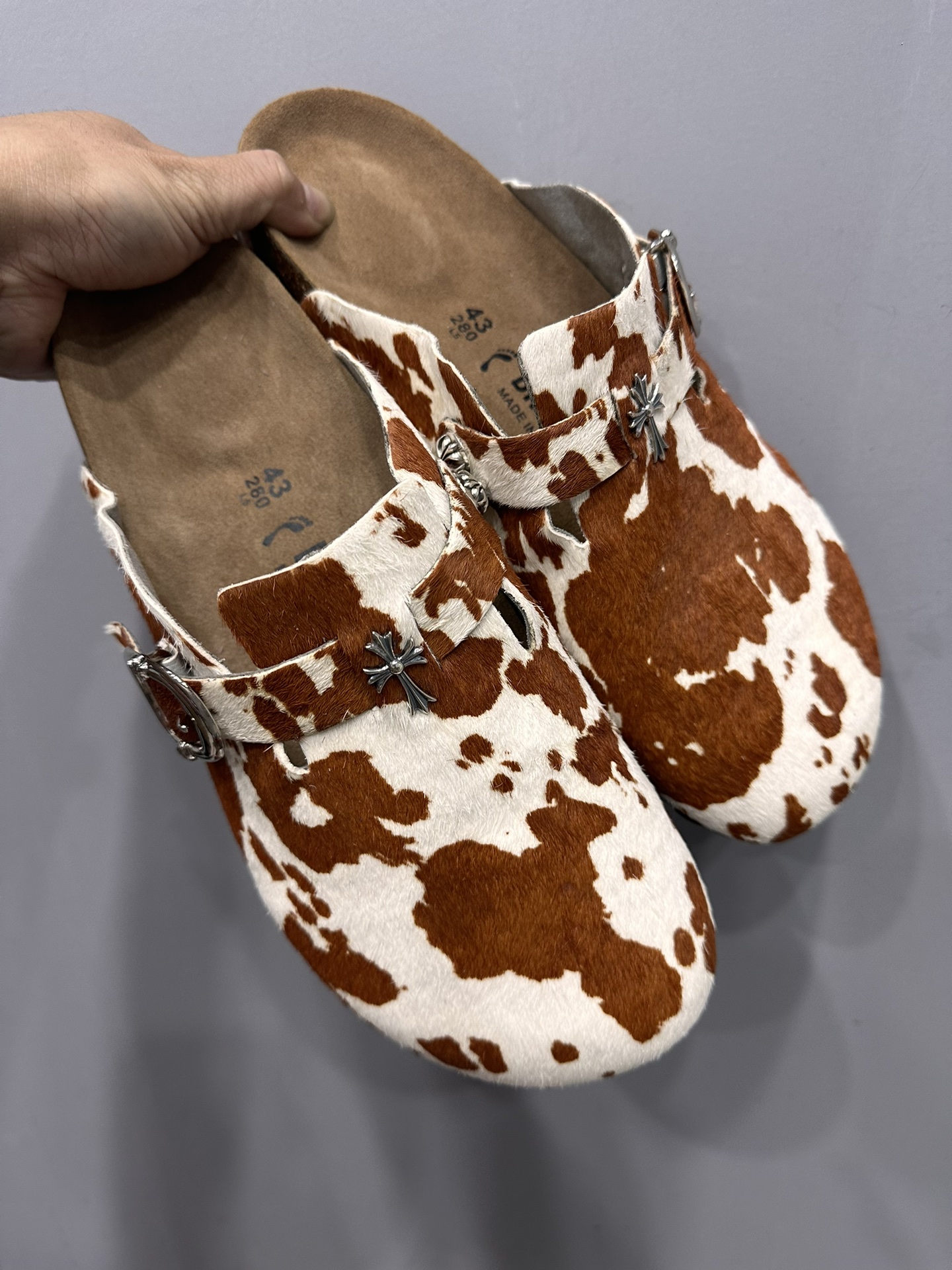 CH Chrome Hearts pure white Nappa leather half-toe slippers/sandals/casual shoes. Sizes: 36-46