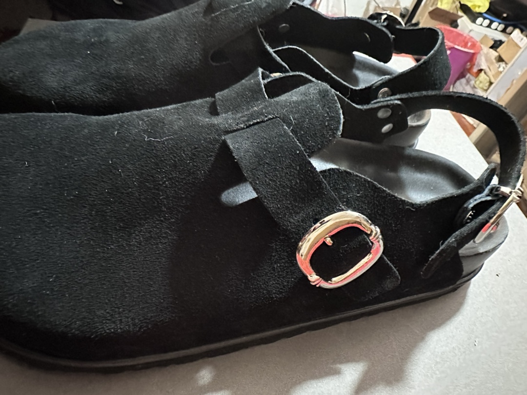 CH Chrome Hearts × Birkenstock 1774 Black Lace-up Suede Casual Shoes/Slippers. Sizes: 36-45 (half sizes available).