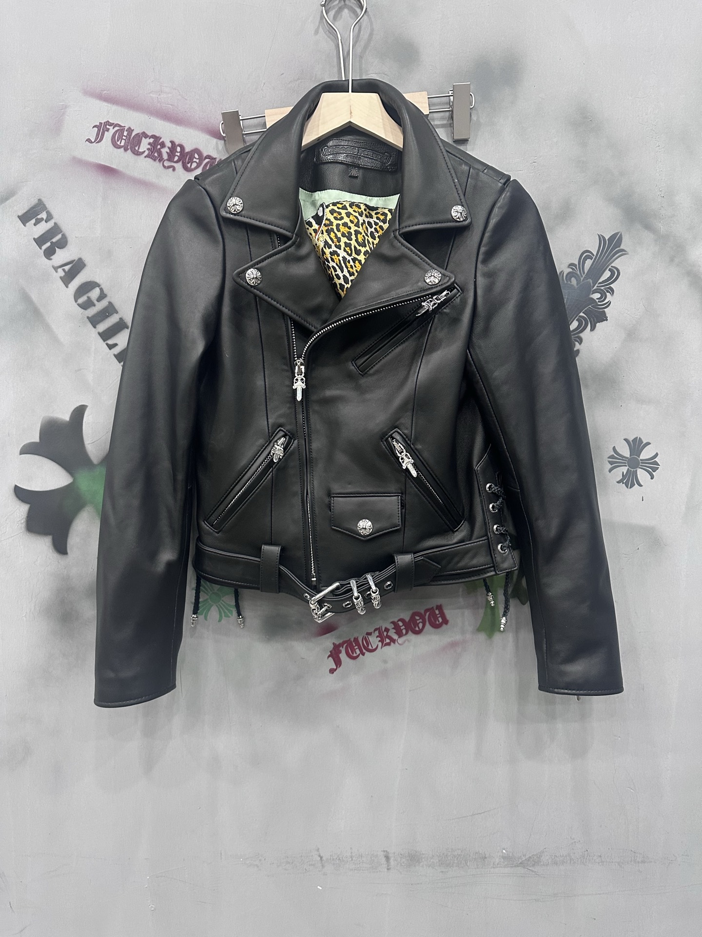 CH Chrome Hearts x Hermes JJdean Women's Motorcycle Leather Jacket. Sizes: S~XL