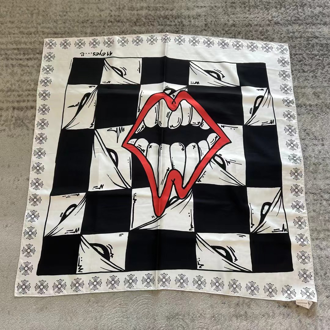 CH Chrome Hearts x MattyBoy 99Eyes Thousand-Eyes Checkered Red Lip Handkerchief 🏁
