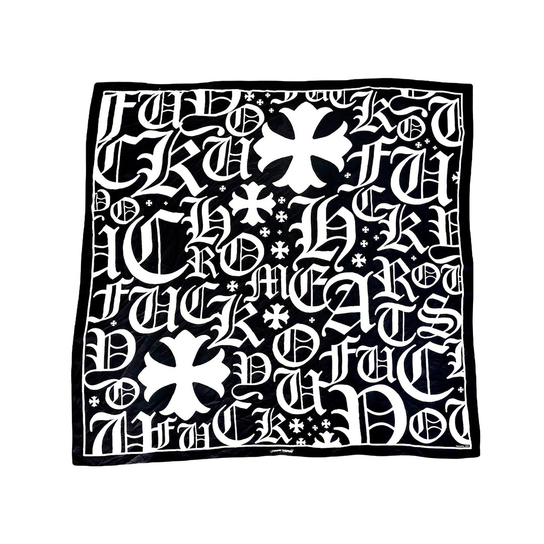 CH Sanskrit Cross Printed Silk Scarf/Square