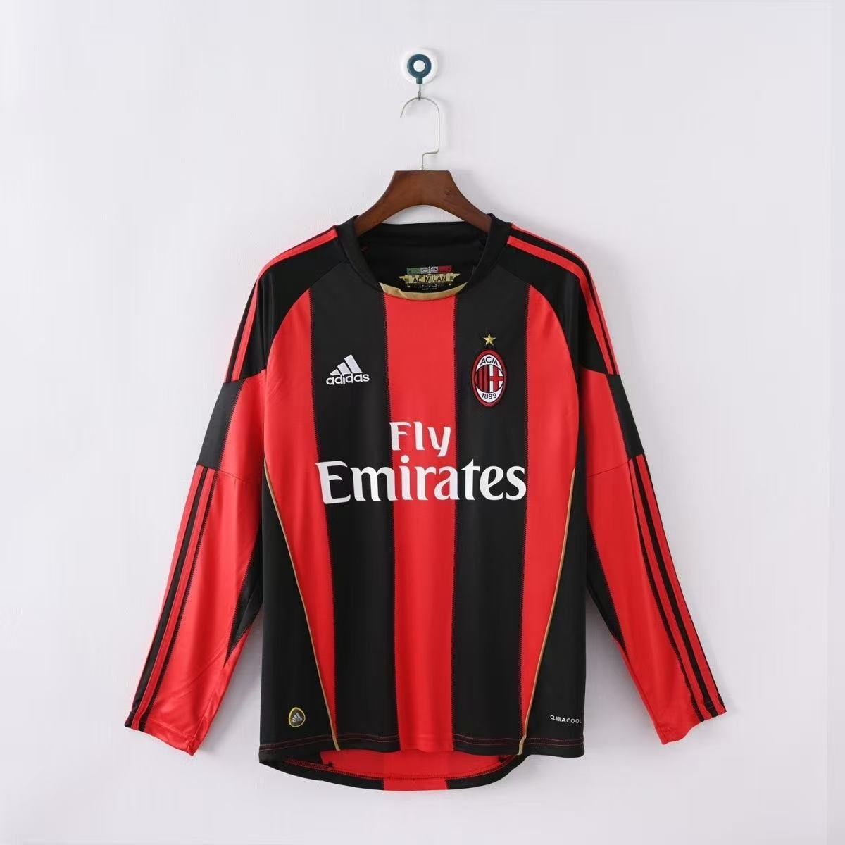 AC Milan 2010/11 Home Long Sleeve Jersey | Adidas Fly Emirates Retro Football Shirt