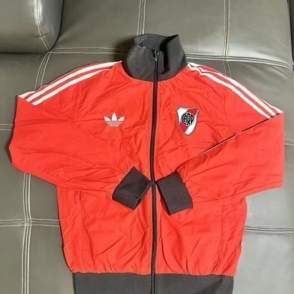 River Plate Retro Red Track Jacket | Adidas Originals Trefoil Classic Football Windbreaker