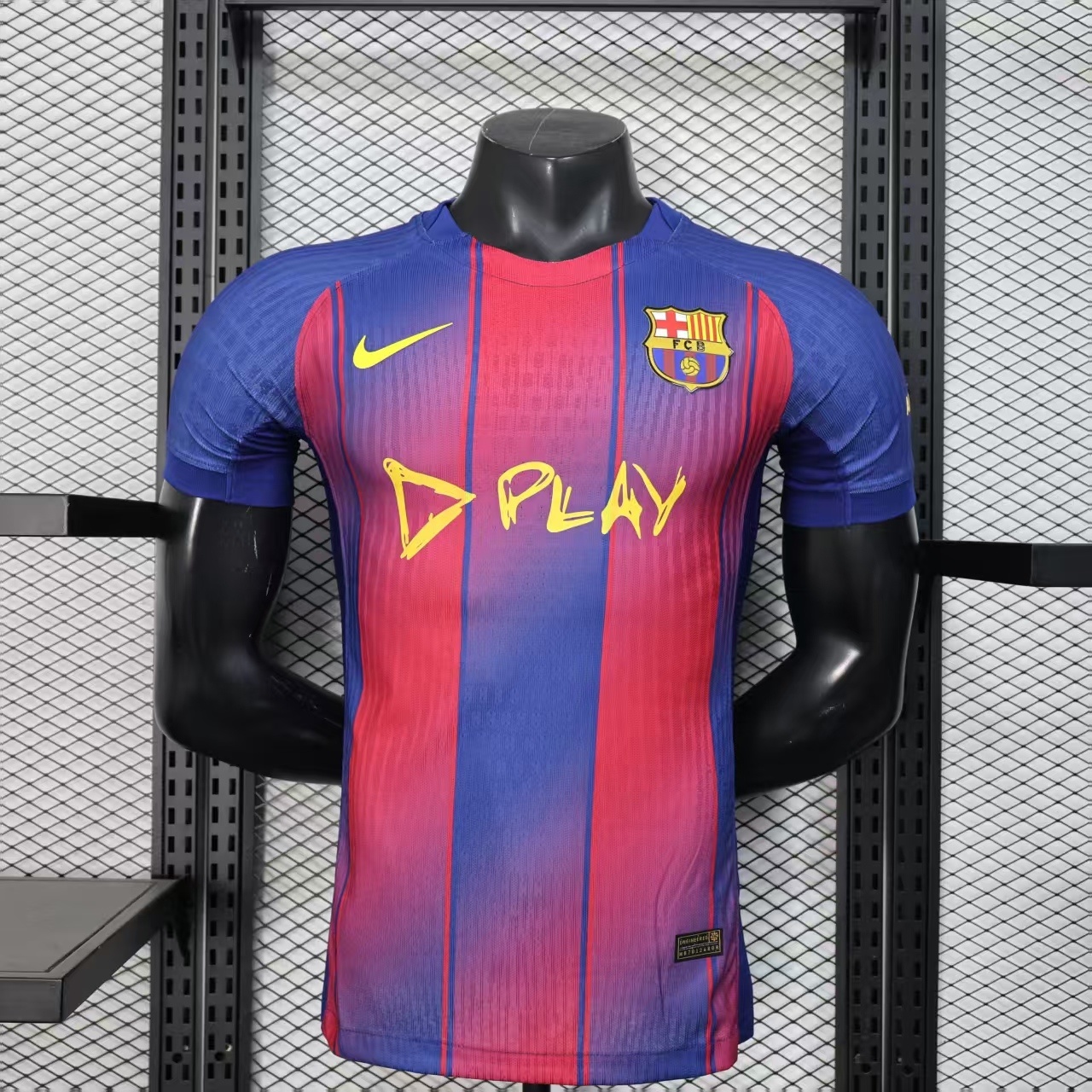 FC Barcelona 2025/26 Home Jersey – D-Play Limited Edition | Player Version Red & Blue Stripes Football Shirt