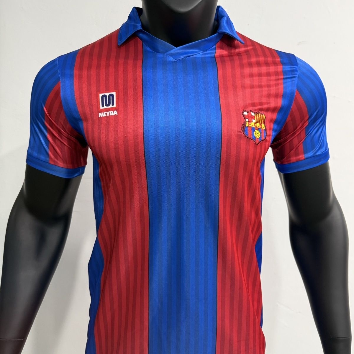 FC Barcelona Retro Jersey 1980s Classic Red & Blue Stripes (Meyba Edition)