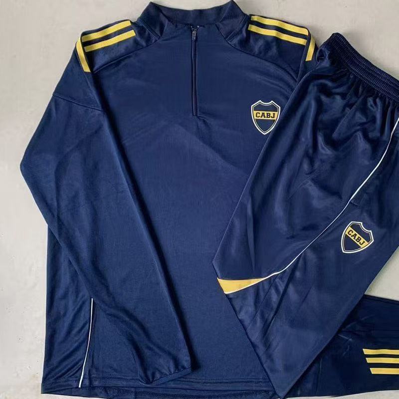 Boca Juniors 2025/26 Training Tracksuit Navy 1/4 Zip Top + Pants AEROREADY