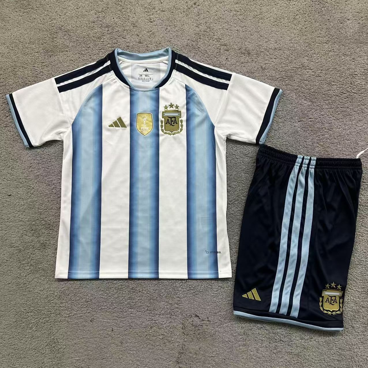 Argentina National Team 2026 World Cup Home Kit Fan Version – Blue & White Stripes with Gold AFA Badge