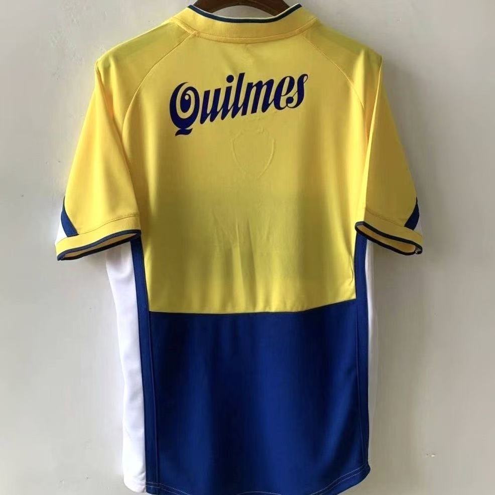 Boca Juniors 2001 Quilmes Retro Home Jersey - Yellow Blue Vintage Football Shirt