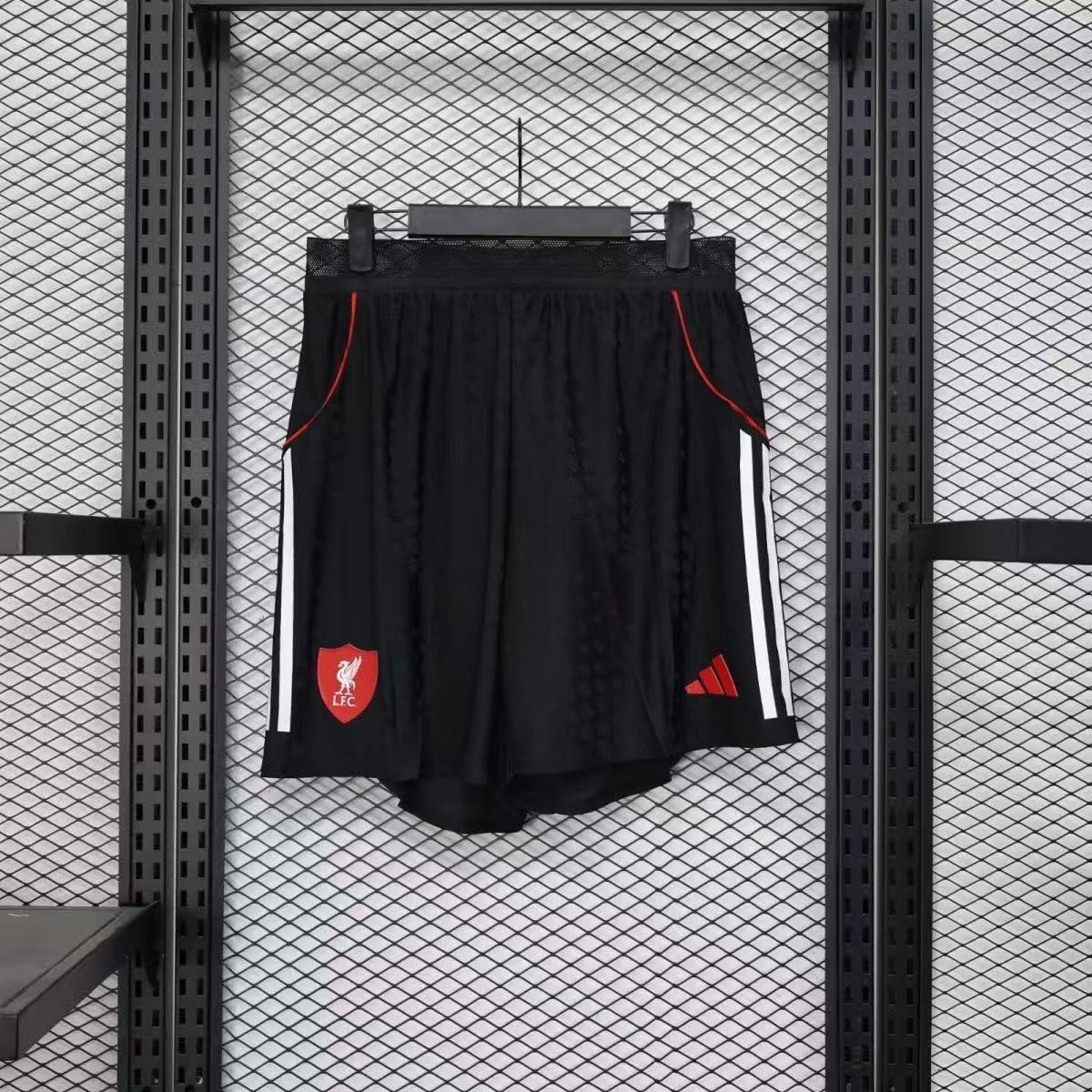 Liverpool FC 25/26 Home Training Shorts | Black Three Stripes Red Crest Adidas AEROREADY