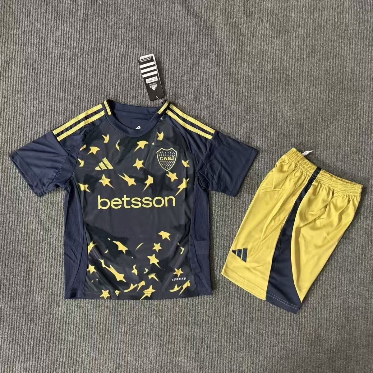 Boca Juniors Kids Third Jersey 2025-26 Stars Navy Soccer Kit Youth Home Training Uniform Set