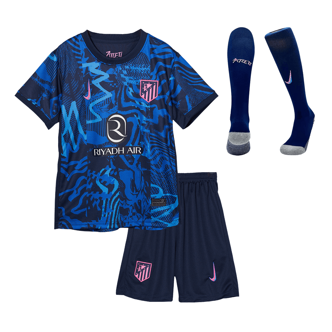 Kids Nike Atletico Madrid Custom Third Away Full Soccer Kits 2024-25