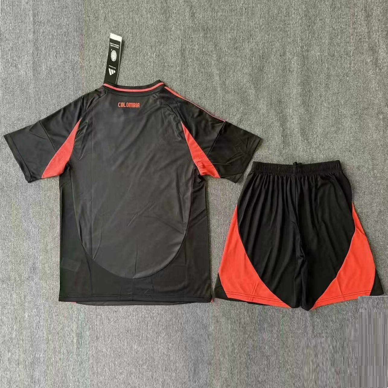 Colombia 2024/25 Away Black Red Jersey & Shorts Set | Adidas AEROREADY Football Kit