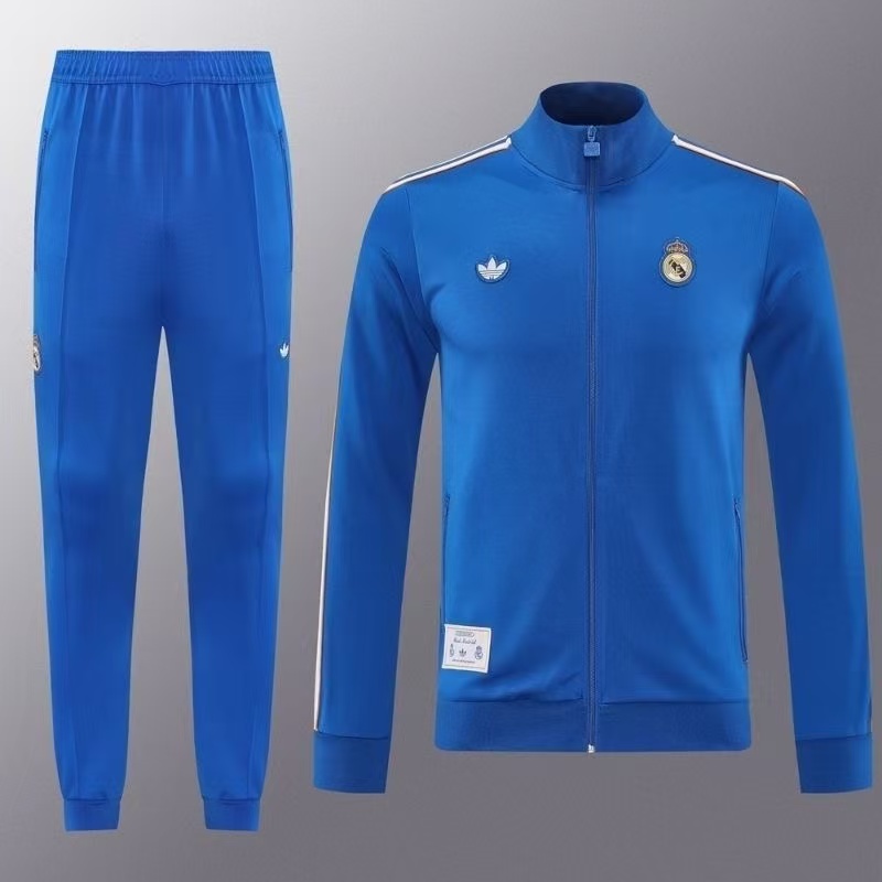 Real Madrid Blue Retro Track Suit | Adidas Originals Training Jacket & Pants Set – Men's Football Outfit