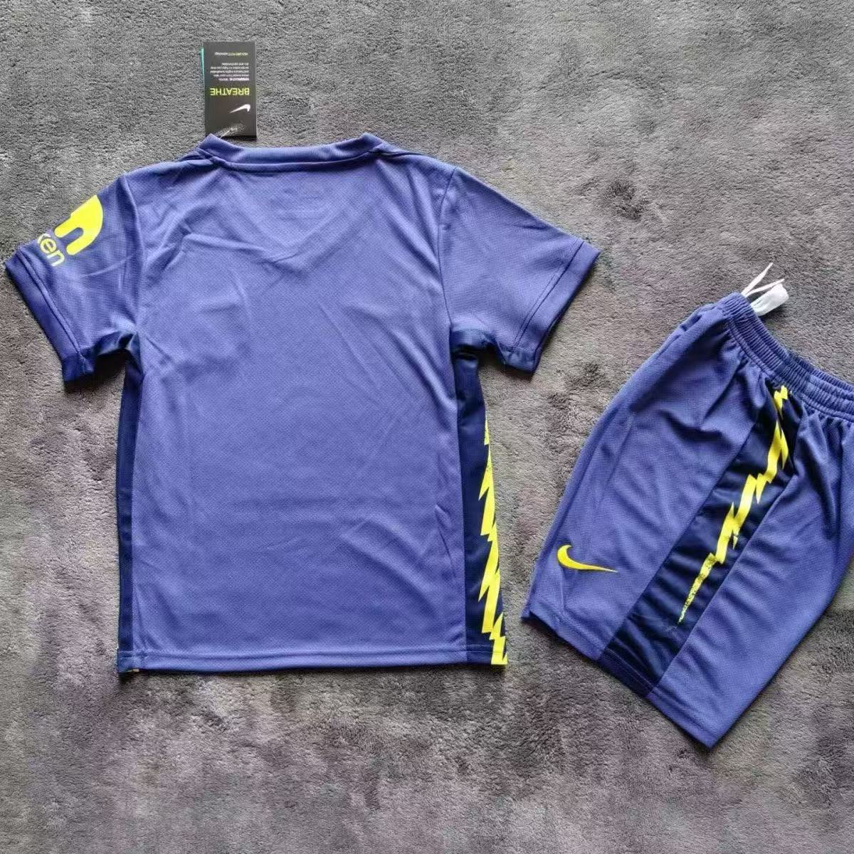 Atletico Madrid 25/26 Kids Third Jersey & Shorts Set Purple Yellow | Nike Riyadh Air Sponsor