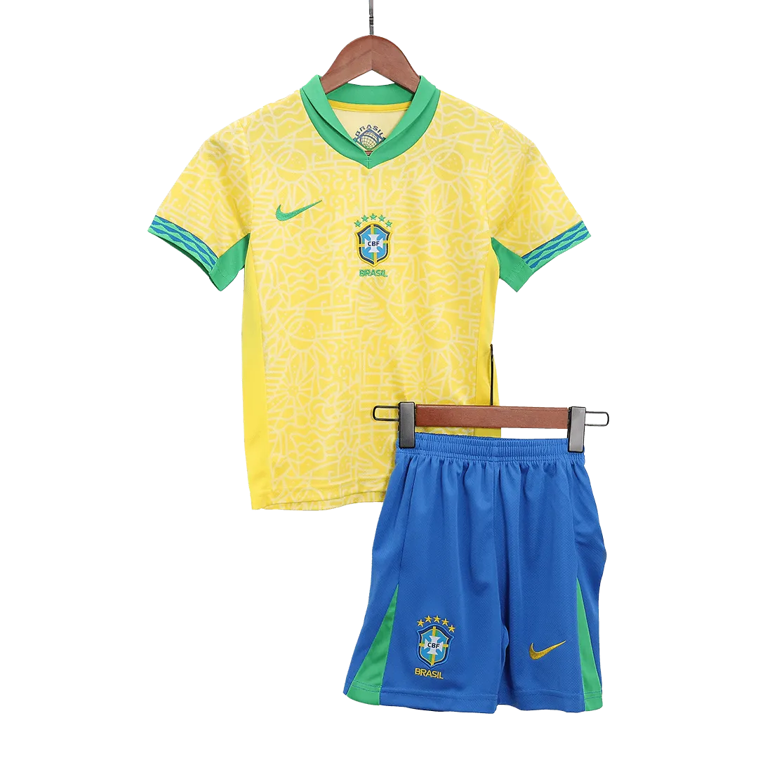Kids Brazil Home Kit Copa America 2024 Youth Apparels
