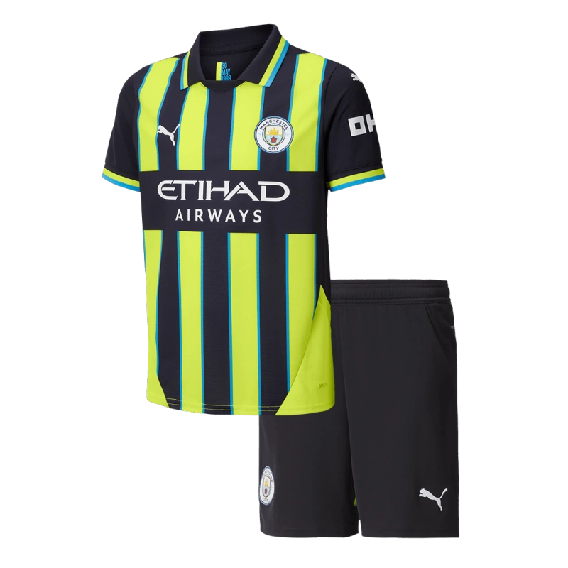 24-25 Manchester City Away Kids Kit Jersey+Shorts
