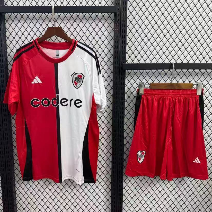 River Plate 2025/26 Away Jersey Kit Red White Split Design | Adidas AEROREADY Fan Version