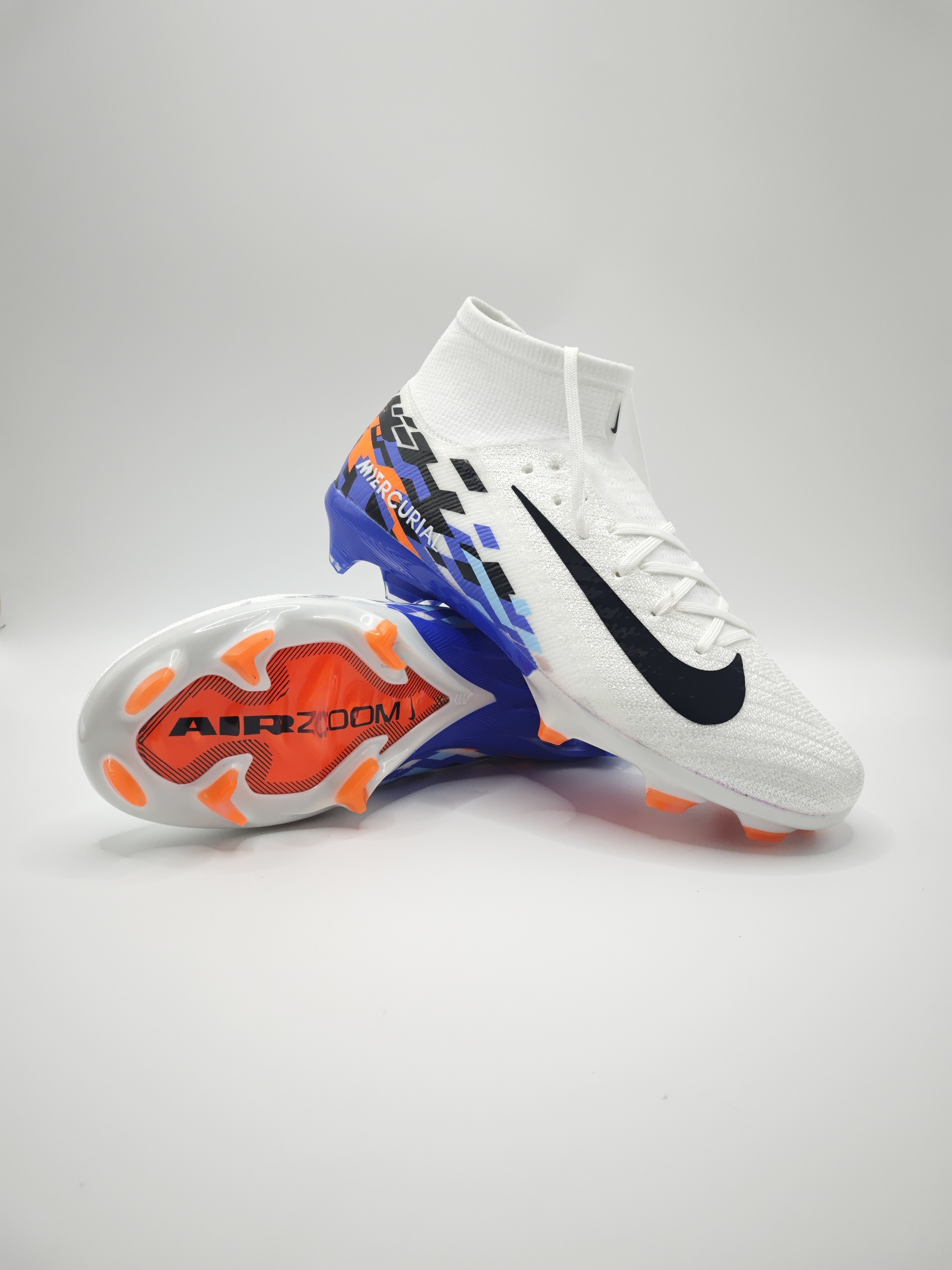 Nike Mercurial 16 FG Soccer Cleats with Built-in Bonded Pack: Full Air Cushion for All-Game Comfort, Waterproof Knit for Rainy Pitches