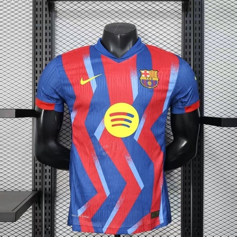 FC Barcelona 2025/26 Home Player Version Jersey – Red & Blue Zigzag Design