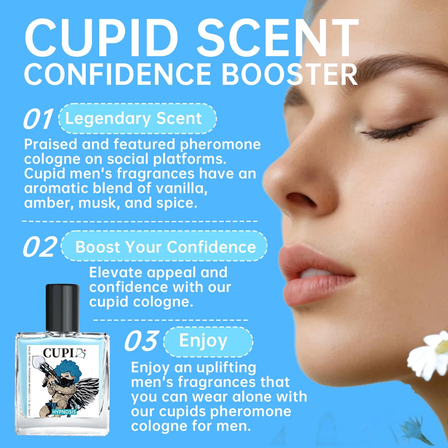 50ML Cupid Hypnosis Pheromone Perfume Long Lasting Enhances Intimacy High Quality Hombre Perfume Perfect Date Attract Women